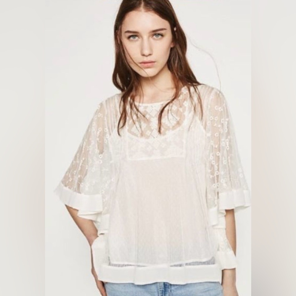 Zara Basic Collection Embroidered Lace Kaftan Top… - image 11